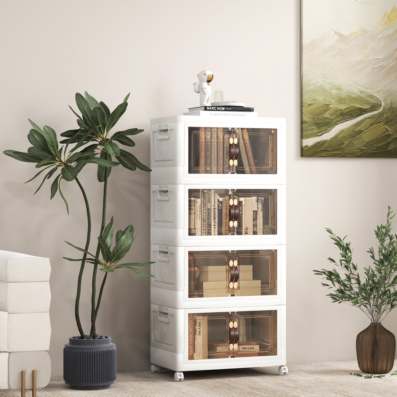 27/34/44/59/78/92.5 Gal Stackable Storage Bins with Lockable Wheels-78 Gal-4-Tier